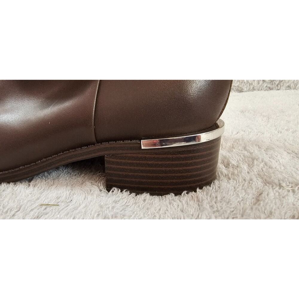 NEW Calvin Klein Deneice‎ 2 Brown Ankle Boots Booties LOGO Pull Tab Womens Sz 9M - Picture 4 of 6